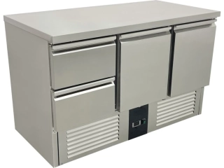 Chladící stůl - 1,37 x 0,7 m - se 2 dveřmi a 2 šuplíky vlevo