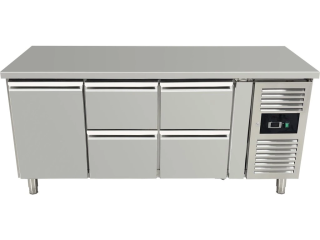 Chladicí stůl, 4 šuplíky a 1 dvířky vlevo