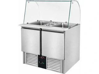 Saladeta - se 2 dvířky a skleněným krytem - pro 2x GN 1/1 + 3x GN 1/6