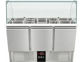 Chladící saladeta - 1 370 x 700 mm - se 3 dvířky - pro 4 x GN 1/1