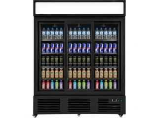 Chladicí skříň na nápoje - 1 100 litrů - 3x skleněné dveře - černá