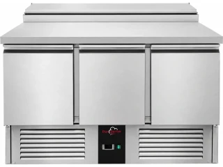 Saladeta / přípravný stůl se 3 dvířky a nerezovým krytem - pro 8x GN 1/6