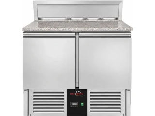 Saladeta s granitovou deskou - se 2 dvířky a nerezovým krytem - 5x GN 1/6