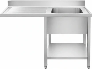 Nerezový dřez k myčce nádobí - 1 400 mm - 1 dřez vpravo - hloubka 700 mm
