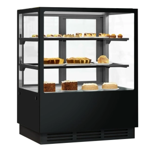 Cukrářská chladicí vitrína - 1,0 m - 2 police - zrcadlová přední strana - hranatý (LED)