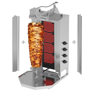 Gril na gyros/kebab - 4 hořáky - max. 60 kg - vč. křídlových dvířek