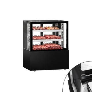 Chladicí vitrína na maso MADRID - 1000 mm - s LED osvětlením a 2 policemi - černá matná