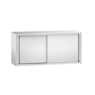 Nerezová nástěnná skříňka PREMIUM - 1400x400 mm - s posuvnými dveřmi - výška 650 mm