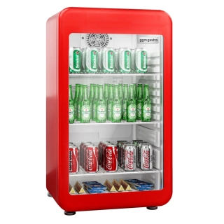 Mini barová lednice - 113L - s 1 skleněnými dveřmi - červená