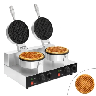 Vaflovač - dvojitý - 2,6 kW - tvar: kulatý - Ø 180mm