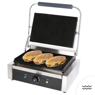 Kontaktní gril - 2,8 kW - nahoře & dole drážkovaný - grilovací plocha: 340x230mm