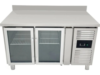 Chladicí stůl se 2 skleněnými dvířky a zadním lemem