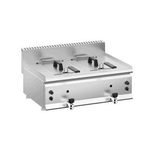 Plynová dvojitá fritéza - 8+8 litrů - 12 kW - s vypouštěcím kohoutem
