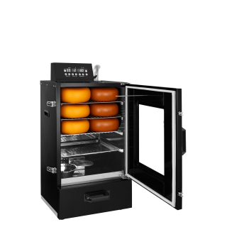 Udírna - digitální - 475x450x912 mm - s 3 policemi a se skleněnými dveřmi - černá