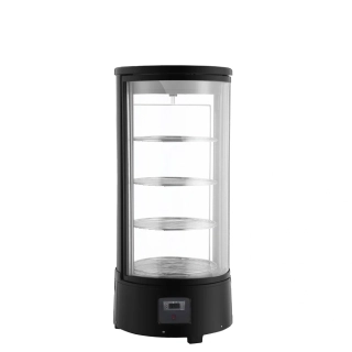 Stolní panoramatická vitrína - 73 l - 503 mm - 1 skleněné dveře - kulatá - s 4 policemi - černá - dvojité zasklení