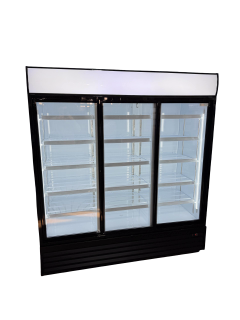 Prosklená tří­dveřová chladicí lednice 1576 l – velkokapacitní gastro lednice s LED osvětlením