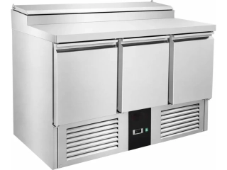 Saladeta / přípravný stůl se 3 dvířky a nerezovým krytem - pro 8x GN 1/6