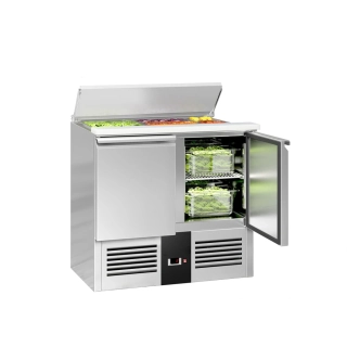Saladeta PREMIUM - 903 mm - 2 dveře - s výřezem pro 2x GN 1/1 & 3x GN 1/6 - s nerezovým krytem pro 2x GN 1/1 & 3x GN 1/6
