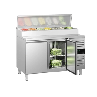 Přípravný chladicí stůl PREMIUM - 1510 mm - 2 dveře - pro 8× GN 1/3
