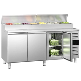 ** Obrázek se může mírně lišit od originálu. Přípravný chladicí stůl PREMIUM - 2020 mm - 3 dveře - pro 10× GN 1/3