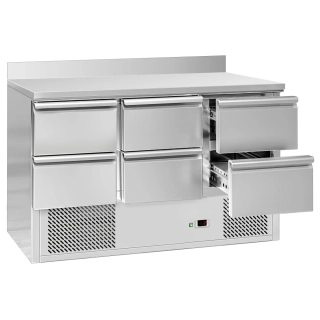 Chladicí stůl ECO - 1365x700 mm - se 6 zásuvkami - zadní lištou