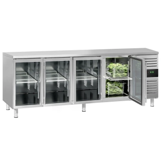 Chladicí stůl ECO - 2200x700 mm - Se 4 skleněnými dveřmi