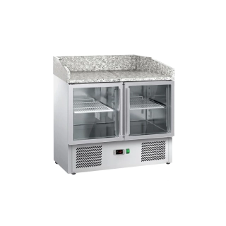Chladicí stůl na pizzu ECO - 935x700 mm - se 2 dveřmi - se žulovou pracovní deskou