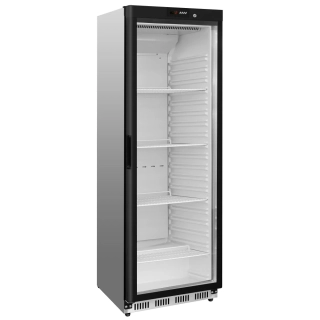 Nerezová skladovací lednice PREMIUM - 400 L - s 1 skleněnými dveřmi - statické chlazení