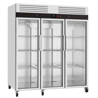 Nerezová chladicí skříň ECO – 2100 L – se 3 skleněnými dveřmi