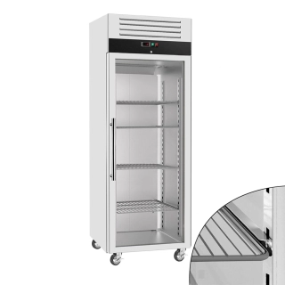 Nerezová mrazicí skříň ECO - GN 2/1 - 700 l - až -15 °C - s 1 skleněné dveře - Digitální termostat; Vyhřívaný rám; Ventilované chlazení; Automatické odmrazování; Uzamykatelné dveře