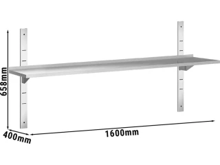 Nerezové nástěnné police PREMIUM - 1600x400 mm - s 1 policí