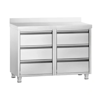 Zásuvková skříň PREMIUM - 6 zásuvek a zadní lišta - 1000 x 600 mm