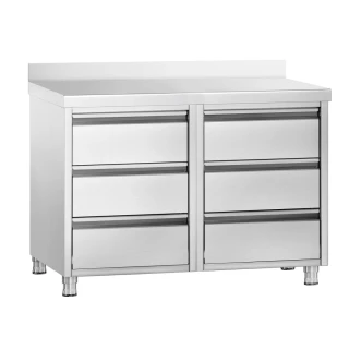 Zásuvková skříň PREMIUM - 6 zásuvek a zadní lišta - 1000 x 700 mm