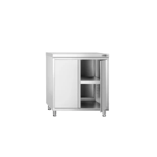 Nerezová pracovní skříňka PREMIUM - 800x600 mm - se 2 křídlovými dveřmi