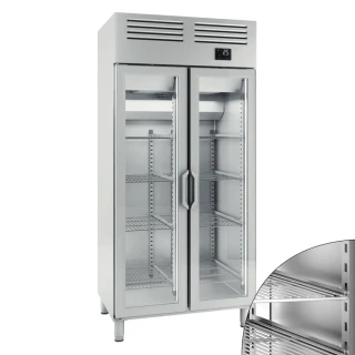 Nerezová chladicí skříň PREMIUM PLUS - GN 1/1 745 L - Se 2 skleněnými dveřmi