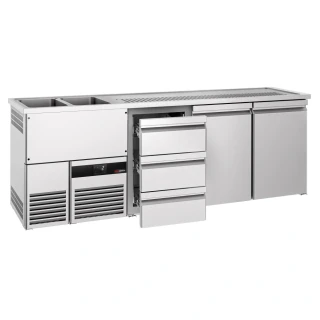 Výčepní pult PREMIUM - 2500x700 mm - 2 dveře & 3 zásuvky
