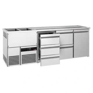 Výčepní pult PREMIUM - 2500x700 mm - 1 dveře & 5 zásuvek
