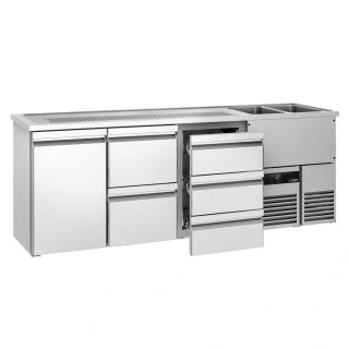 Výčepní pult PREMIUM - 2500x700 mm - 1 dveře & 5 zásuvek