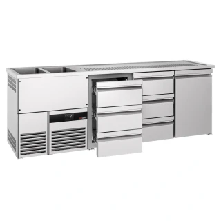 Výčepní pult PREMIUM - 2500x700 mm - 1 dveře & 6 zásuvek