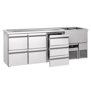 Výčepní pult PREMIUM - 2500x700 mm - 7 zásuvek