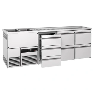Výčepní pult PREMIUM - 2500x700 mm - 7 zásuvek