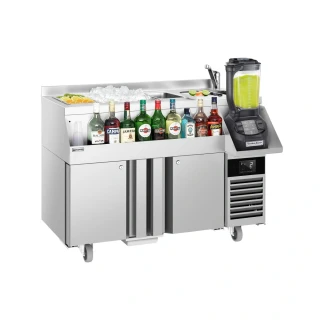 Koktejlová barová stanice s chlazením - 1200 mm - 150 L - 2 dveře, 230 V zásuvka