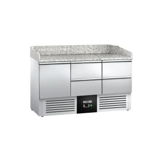 Chladicí stůl na pizzu PREMIUM - 1400x700 mm - s 1 dveřmi a 4 zásuvkami