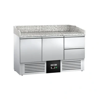 Chladicí stůl na pizzu PREMIUM - 1400x700 mm - se 2 dveřmi a 2 zásuvkami