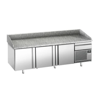 Chladicí stůl na pizzu PREMIUM PLUS - 2305x800 mm - se 3 dveřmi a 1 zásuvkou