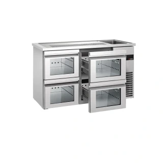 Výčepní pult PREMIUM - 1550x700 mm - 4 Skleněné zásuvky