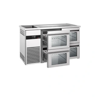 Výčepní pult PREMIUM - 1550x700 mm - 4 Skleněné zásuvky