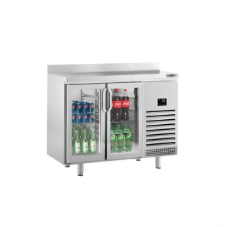 Chladicí stůl PREMIUM PLUS - 1468x700 mm - se 2 skleněnými dveřmi a zadní lištou
