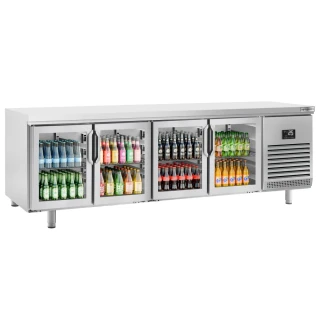 Chladicí stůl PREMIUM PLUS - 2752x800 mm - s 4 skleněnými dveřmi