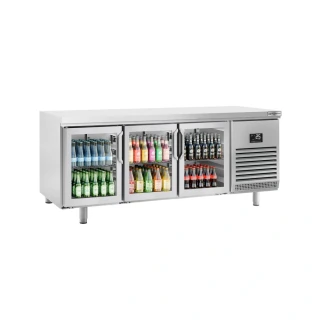 Chladicí stůl PREMIUM PLUS - 2185x800 mm - s 3 skleněnými dveřmi
